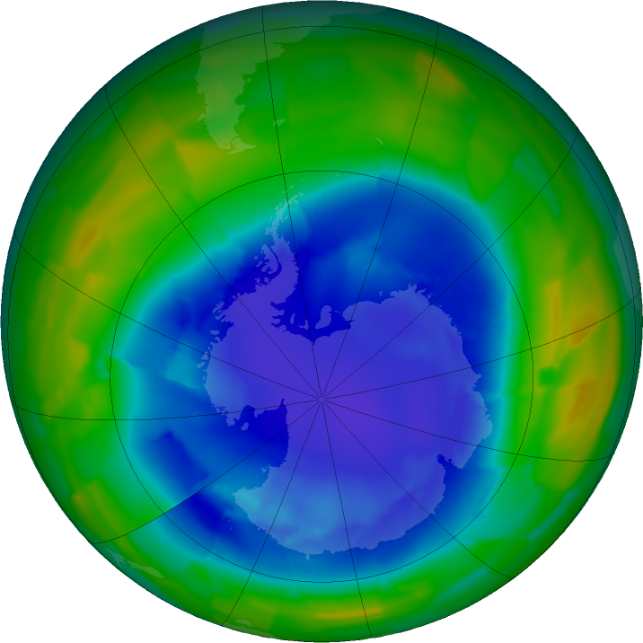 Antarctic ozone map for 27 August 2011